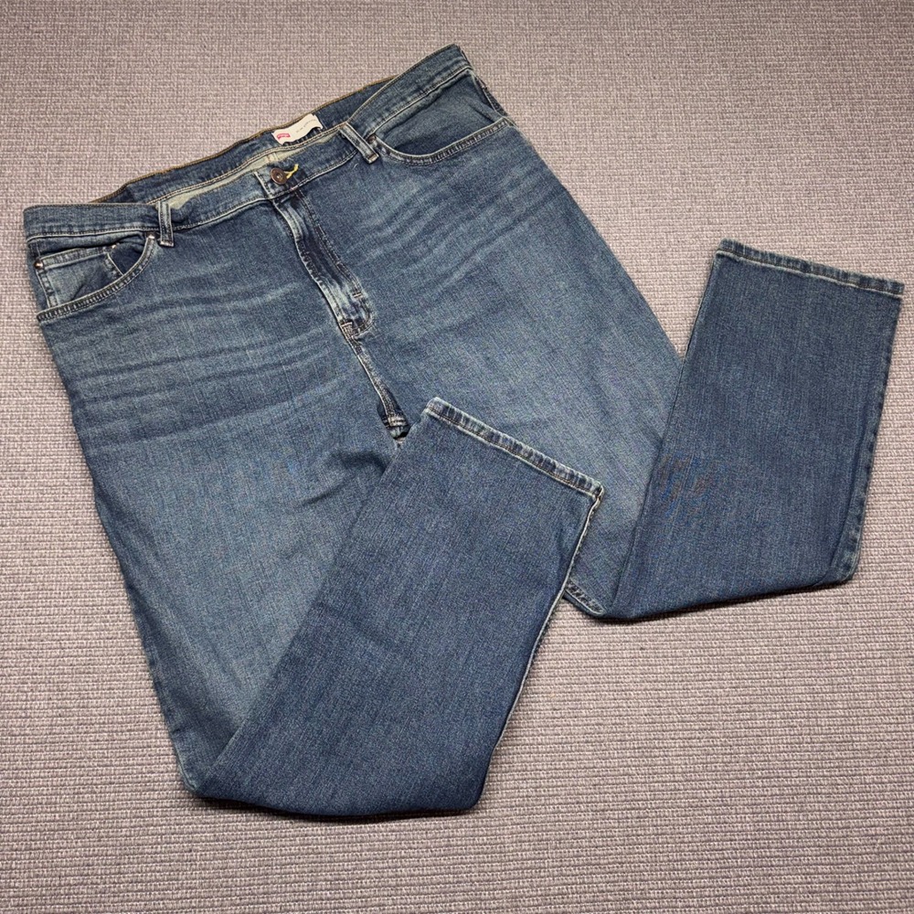 Wrangler Mens Slim Straight Blue Denim Jeans 42x30 1092SSWJS Medium Wash